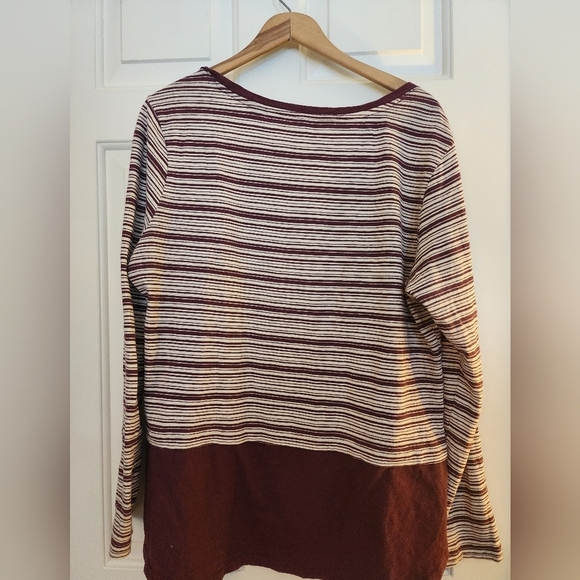 Toad & Co Stripe out solid hemp long sleeve tee Maroon and white size xl organic - Picture 2 of 9